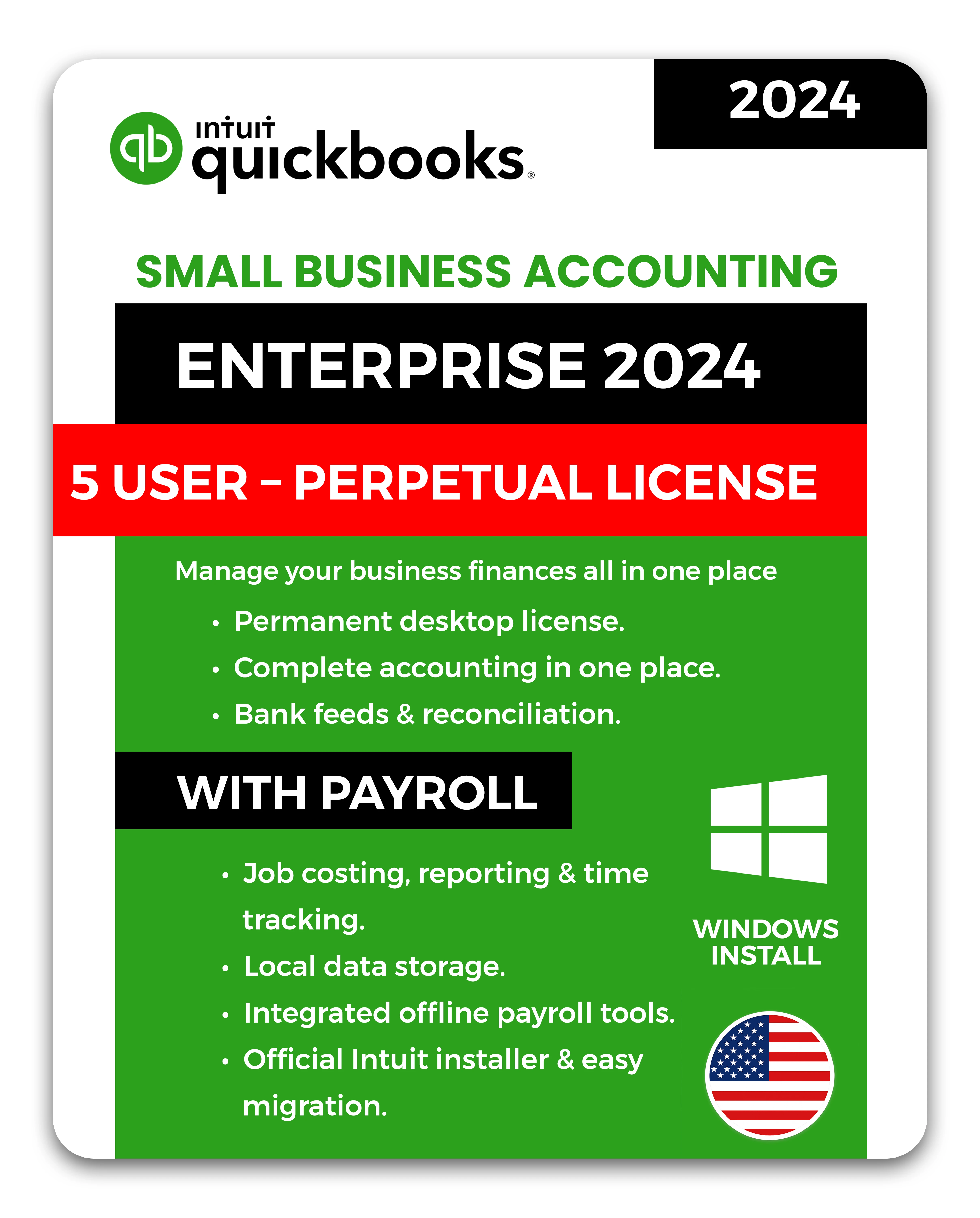 QuickBooks Enterprise 2024 - 5 Users - Windows license package